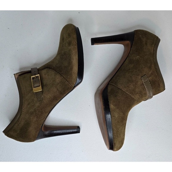 Franco Sarto Sabelle High Heel KHAKI Brown Suede Ankle Booties size 8 M - Picture 5 of 9